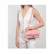 ⁦Double Flap Double Chain Bag Metallic Pink⁩ – תמונה ⁦2⁩
