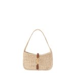 Le 5 à 7 leather-trimmed raffia shoulder bag