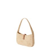 ⁦Le 5 à 7 leather-trimmed raffia shoulder bag⁩ – תמונה ⁦5⁩