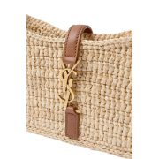 ⁦Le 5 à 7 leather-trimmed raffia shoulder bag⁩ – תמונה ⁦4⁩