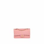 Double Flap Double Chain Bag Metallic Pink