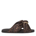 Brown FF satin slides