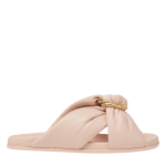 Pink leather slides