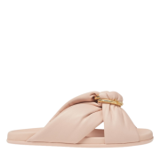 Pink leather slides