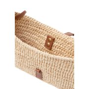 ⁦Le 5 à 7 leather-trimmed raffia shoulder bag⁩ – תמונה ⁦3⁩