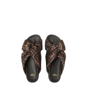 ⁦Brown FF satin slides⁩ – תמונה ⁦2⁩