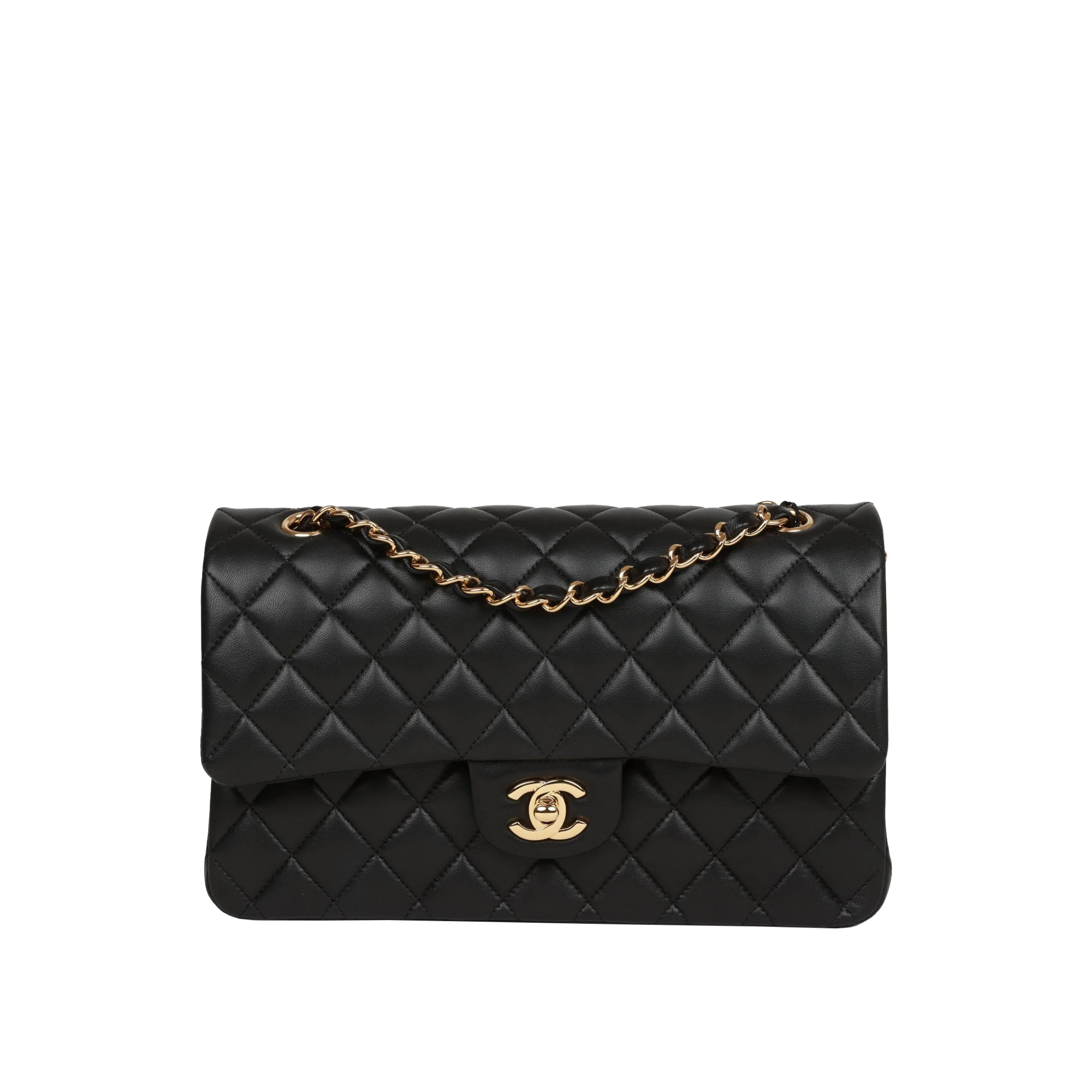 chanel-1-black-1 Medium Classic Double Flap Bag Lamb skin – תמונה 1