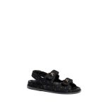 Black Printed Denim C Sandals