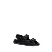 Black Printed Denim C Sandals