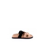 Hermès Chypre Sandals Rose Perle and Black Suede