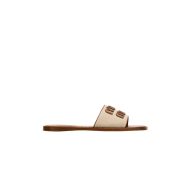 Canvas Logo Flat Slide Sandals