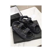⁦Black Printed Denim C Sandals⁩ – תמונה ⁦3⁩