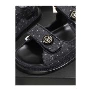 ⁦Black Printed Denim C Sandals⁩ – תמונה ⁦2⁩