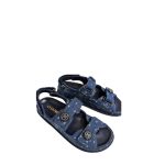 dark blue Printed Denim C Sandals