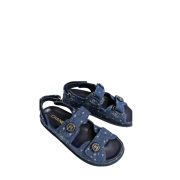 dark blue Printed Denim C Sandals