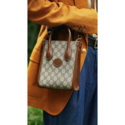 ⁦GG-Canvas & Leather Tote Bag⁩ – תמונה ⁦4⁩